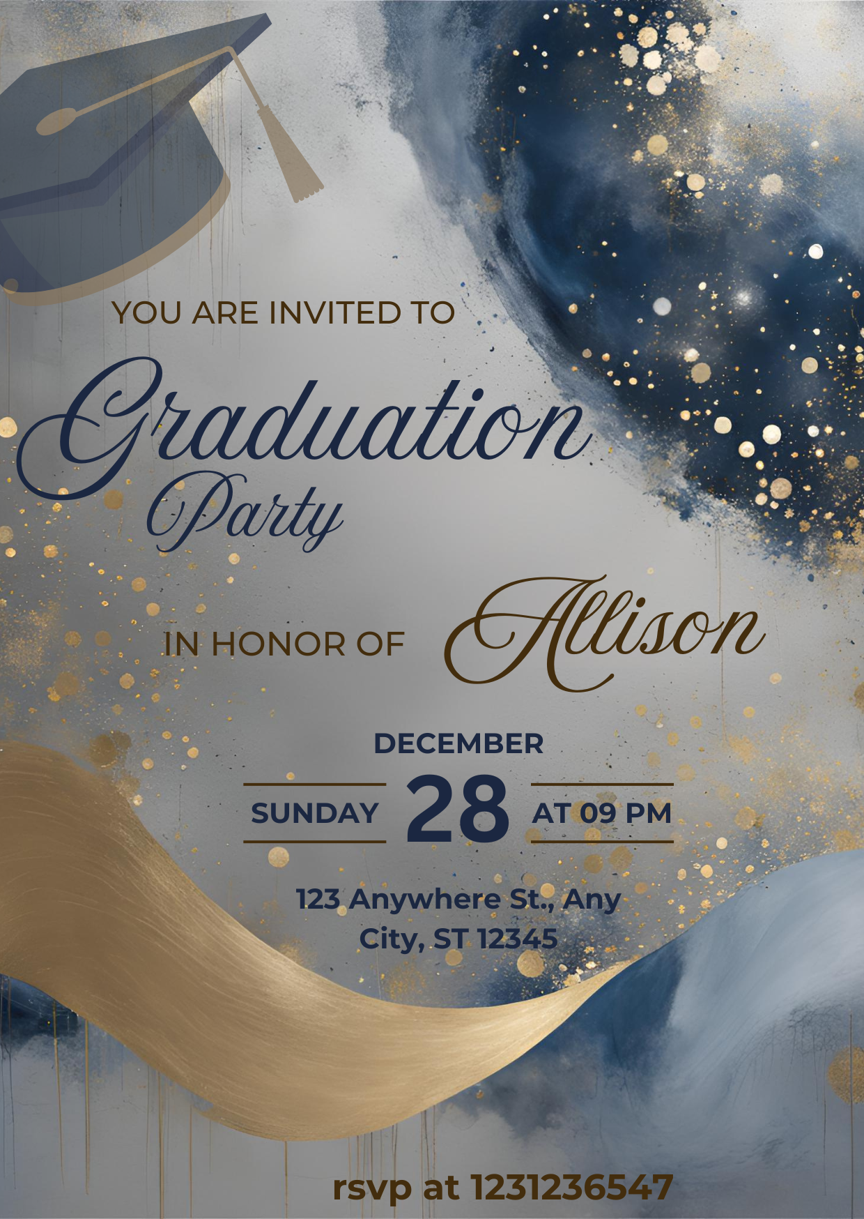 Elegant and Modern Digital Graduation Invitation-Editable Template